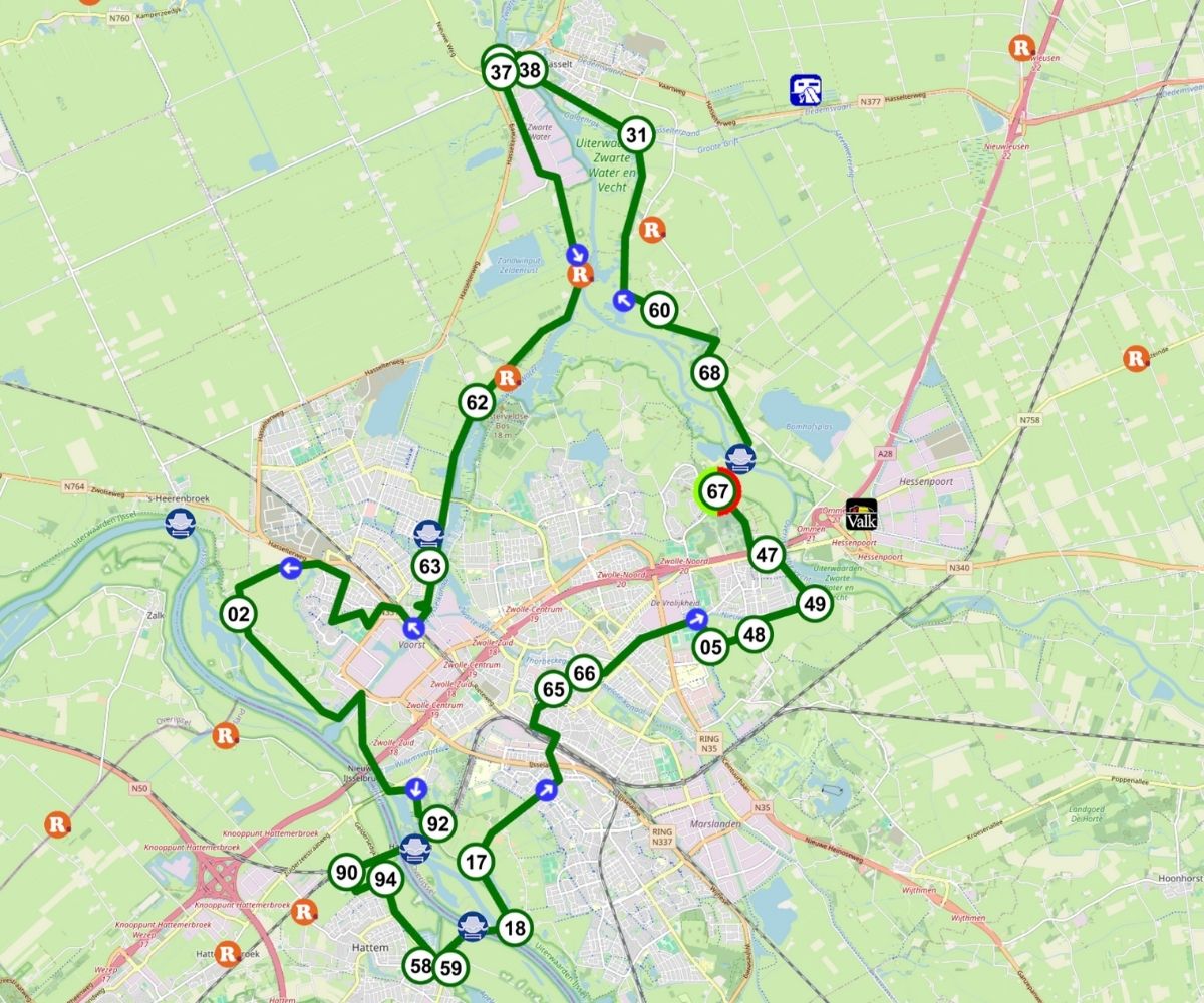 Fietsroute 3 Hanzesteden Zwolle-Hasselt-Hattem